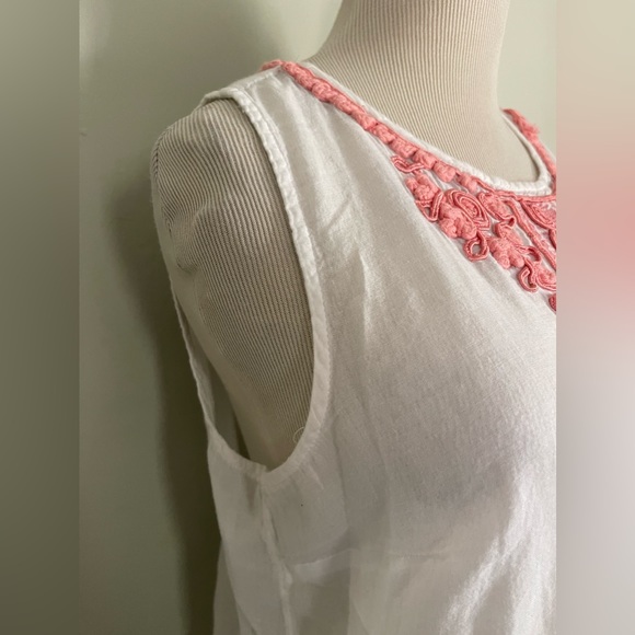 🆕 [Banana Republic] White and Peach Cotton Embroidered Zip Top Sz: 2 - Picture 5 of 12